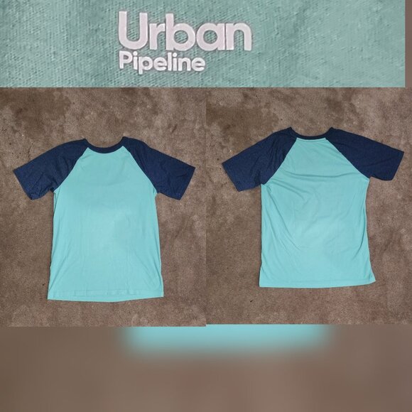 Auqa & Blue Urban Pipeline Baseball Style Tee Sz XL - Picture 1 of 4